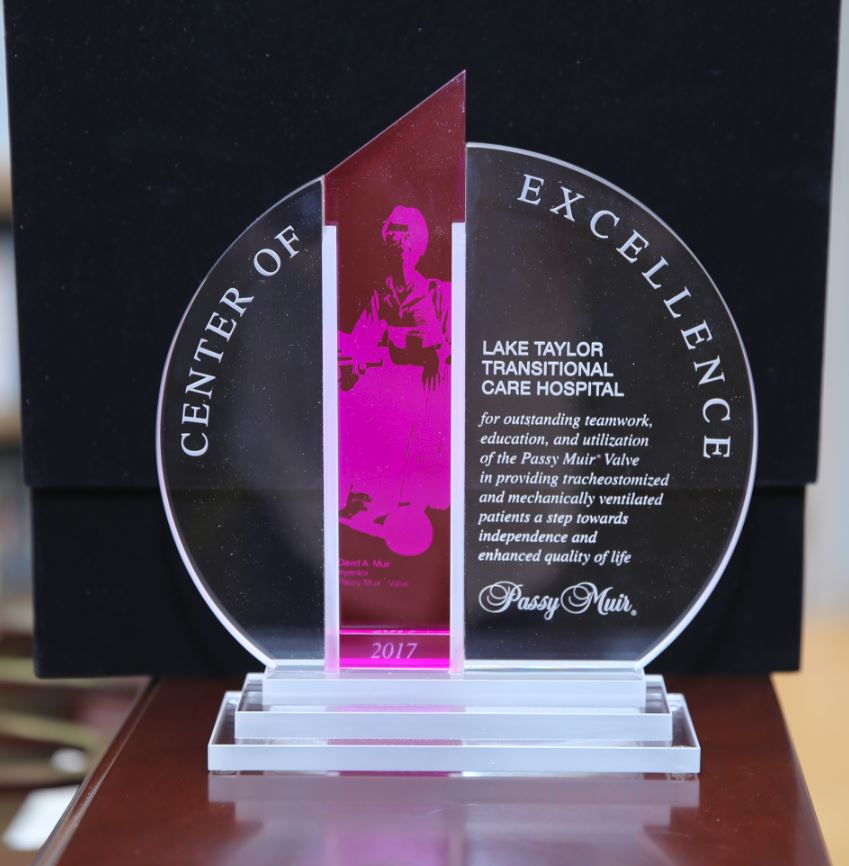 Passy Muir Center of Intelligence Award, Lake Taylor Transitional Care Hospital, Norfolk