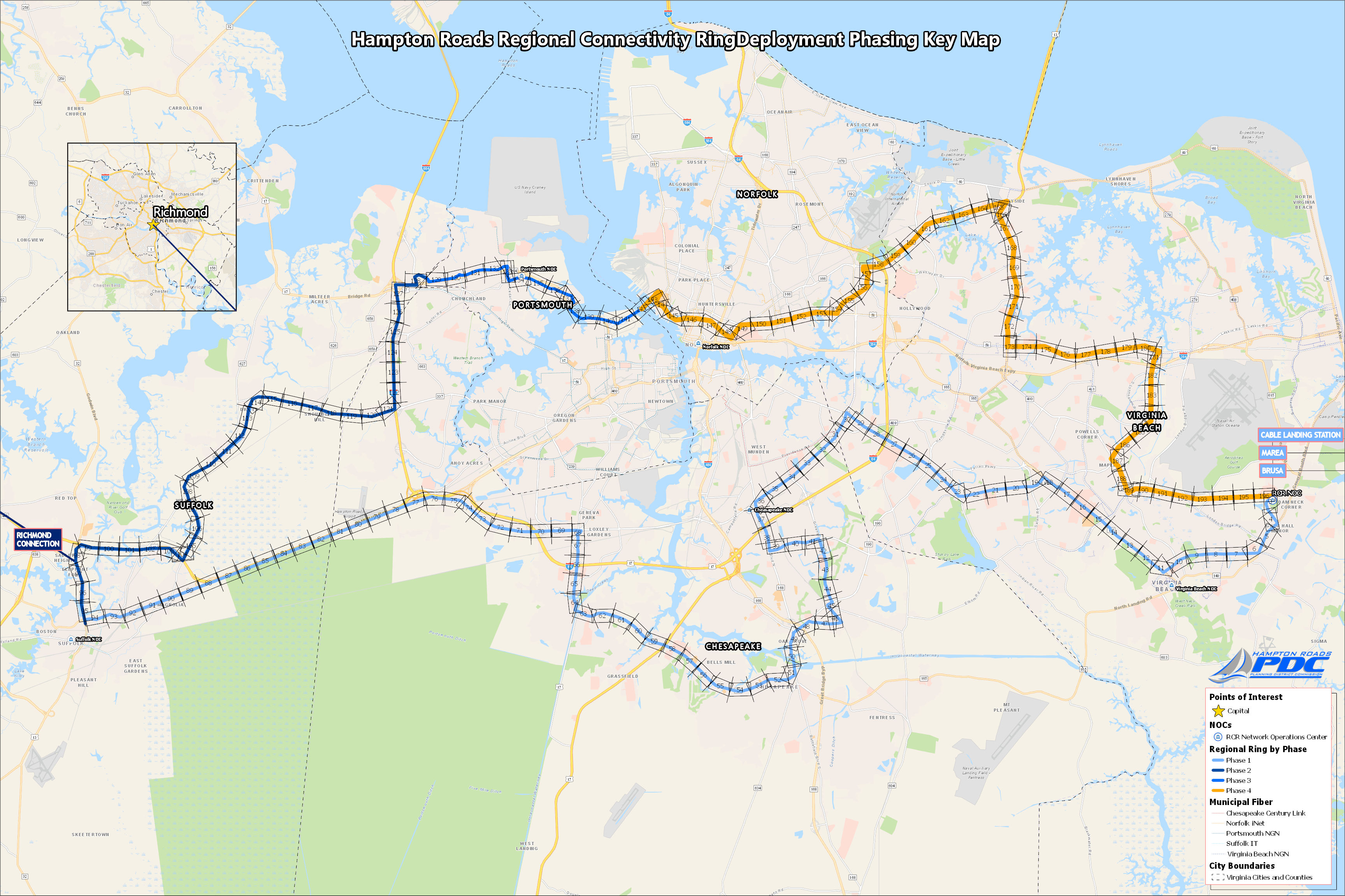 Regional Connectivity Ring Phasing Key Map