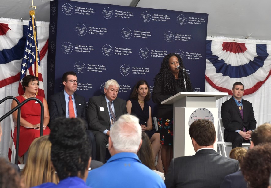 Clinic Director Dr Iman Williams Christians speaking during Grand Opening event