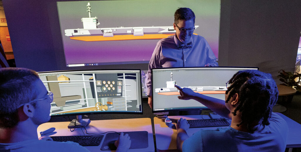 Katherine Smith, Research Assistant Professor, ODU/VMASC conducts her digital shipbuilding class.