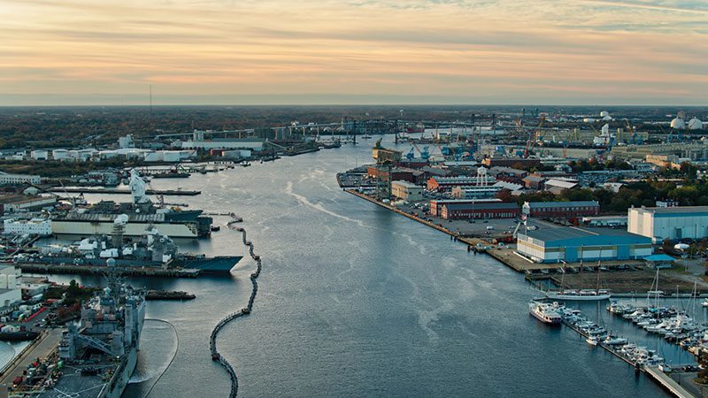 Norfolk Naval Shipyard at Sunrise