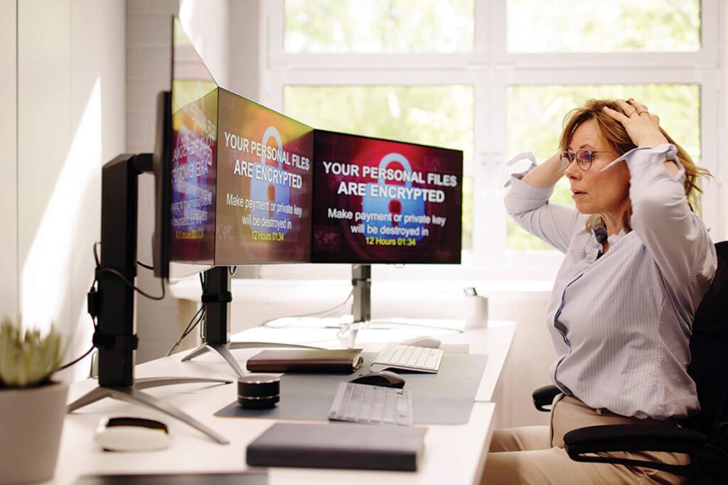 upset lady in front of a computer