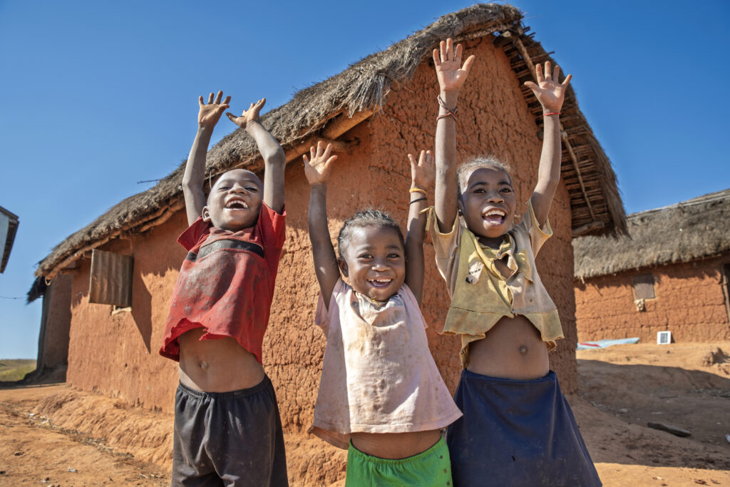 Kids celebrate in Tsiroanomandidy, Madagascar